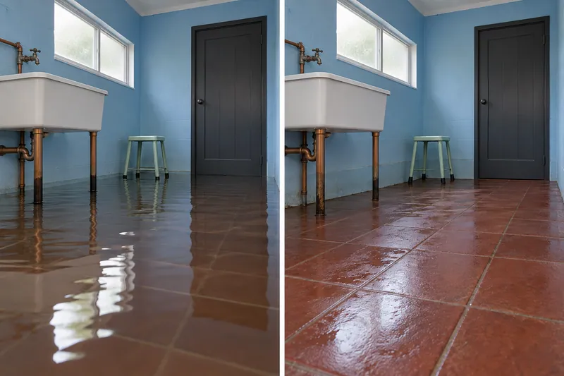 Water Extraction Near Rhine Valley Park — paired room views before and after water pickup